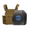Brown Recon Tactical Carrier with a shooters & SAPI cut steel plates featuring Standard Coating