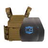 Brown Recon Tactical Carrier with two shooters cut steel plates featuring Standard Coating