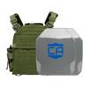 Green Recon Tactical Carrier with two SAPI cut steel plates featuring protective PolyShield Spall Coating