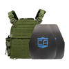 Green Recon Tactical Carrier with two shooters cut steel plates featuring Standard Coating