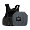Black M.O.D. carrier with two AV2 SAPI cut steel plates featuring protective PolyShield Spall Coating