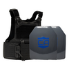 Black M.O.D. carrier with two HX Speed Plates, SAPI cut UHMWPE plates with waterproof coating
