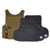 Tan M.O.D. plate carrier with CaliberX soft wrap around body armor panels