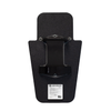 Back of black 15" x 25" Caliber Armor Rifle rated Level III+ RF2 Ballistic Shield with pivoting handle mounted in the center position & padded armrest with retention strap on a white background
