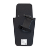 Backside of black 16" x 30" Caliber Armor Rifle rated Level III+ RF2 Ballistic Shield with three position handle setup for left handed use, for a right handed shooter on a white background