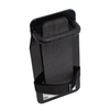 Angled Back view of black 8" x 17" Caliber Armor Rifle rated Level III+ RF2 Ballistic Shield with handle padded armrest & forearm strap on a white background