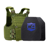 Green M.O.D. carrier with LevelIV shooters & SAPI cut ceramic plates