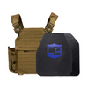 Tan recon tactical carrier with a shooters & SAPI cut level iv ceramic plates
