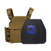 Tan recon tactical carrier with two shooters cut level iv ceramic plates