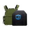Green recon tactical carrier with two SAPI cut level iv ceramic plates