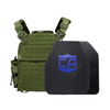 Green recon tactical carrier with a shooters & SAPI cut level iv ceramic plates