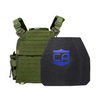 Green recon tactical carrier with two shooters cut level iv ceramic plates
