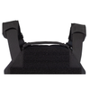 emergency drag handle on the backside of black plate carrier that has adjustable shoulder straps