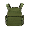 Front view of Green recon tac carrier with quick detach tubes on both shoulders and waist