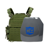 Green recon tactical carrier with a shooters & SAPI cut maritime UHMWPE plates