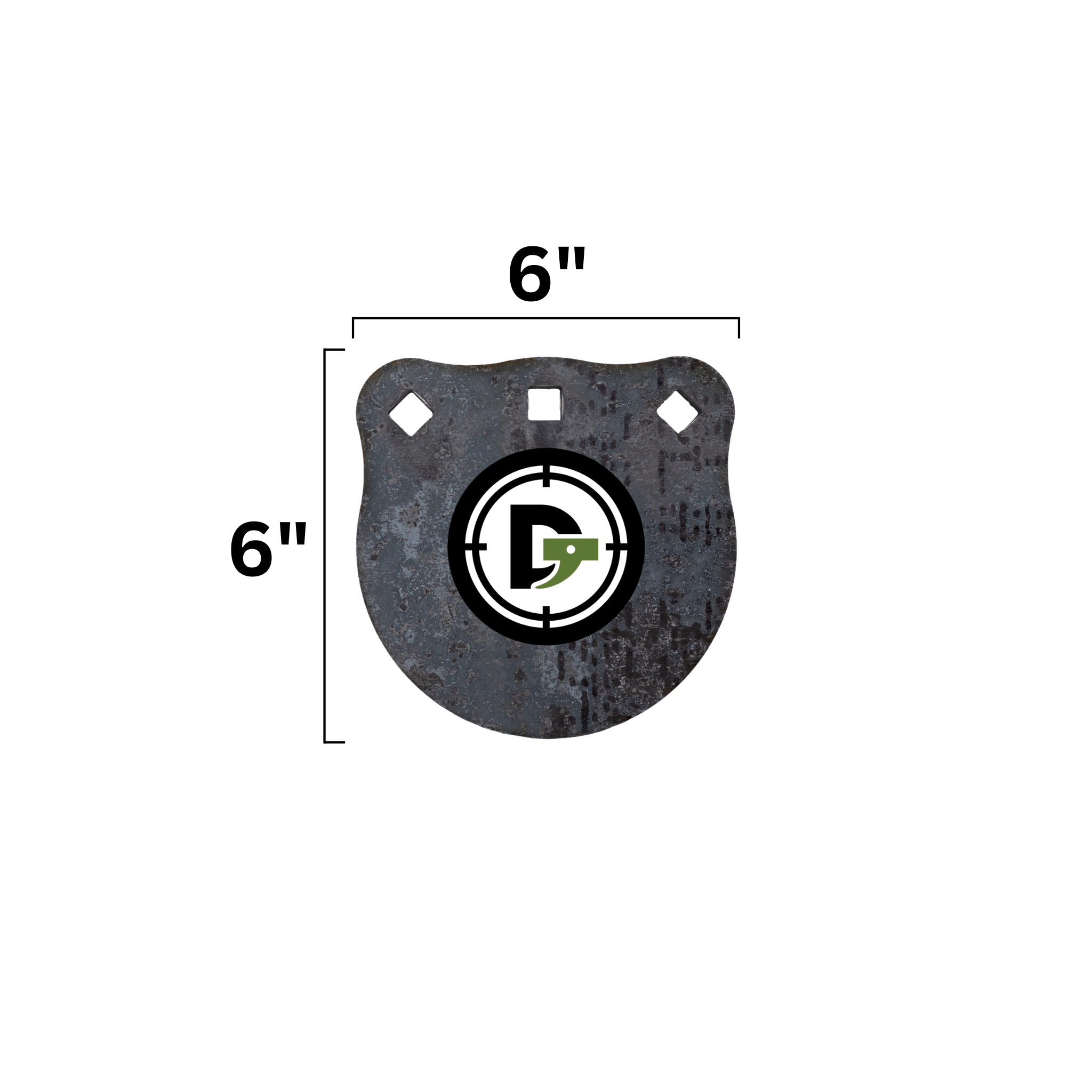 Raw 6"steel Heavy Duty gong with dimensions labeled on a white background