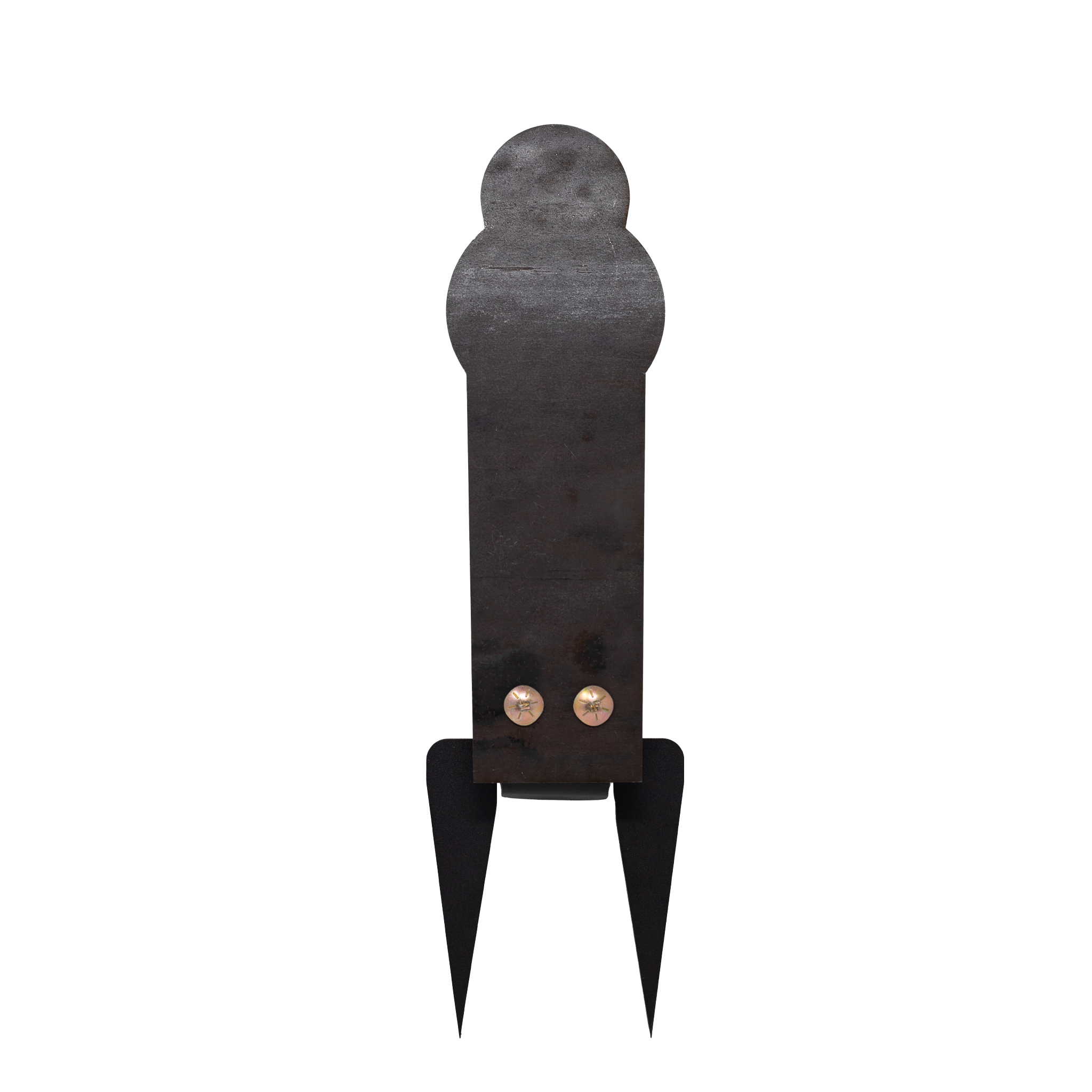 Raw 12" steel popper ground take target assembled on white background