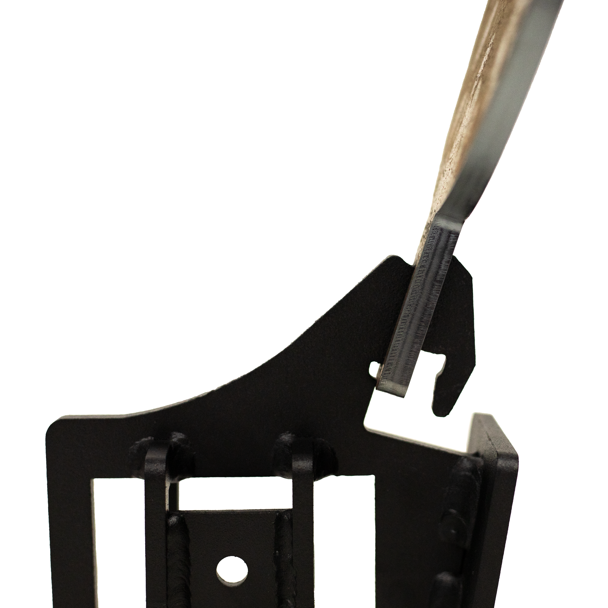 close up of gong installed on 2x4 hanger