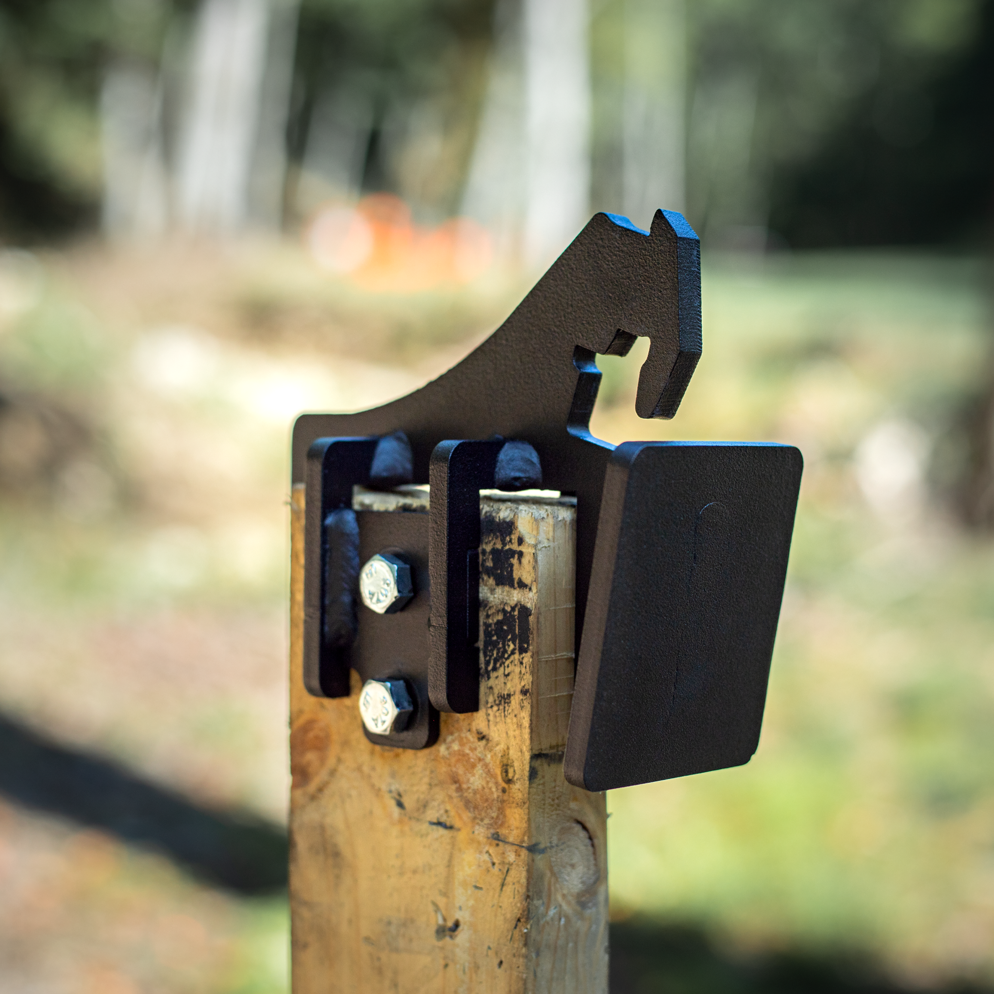 knock down gong hanger mounted on top of a 2x4 without the gong target