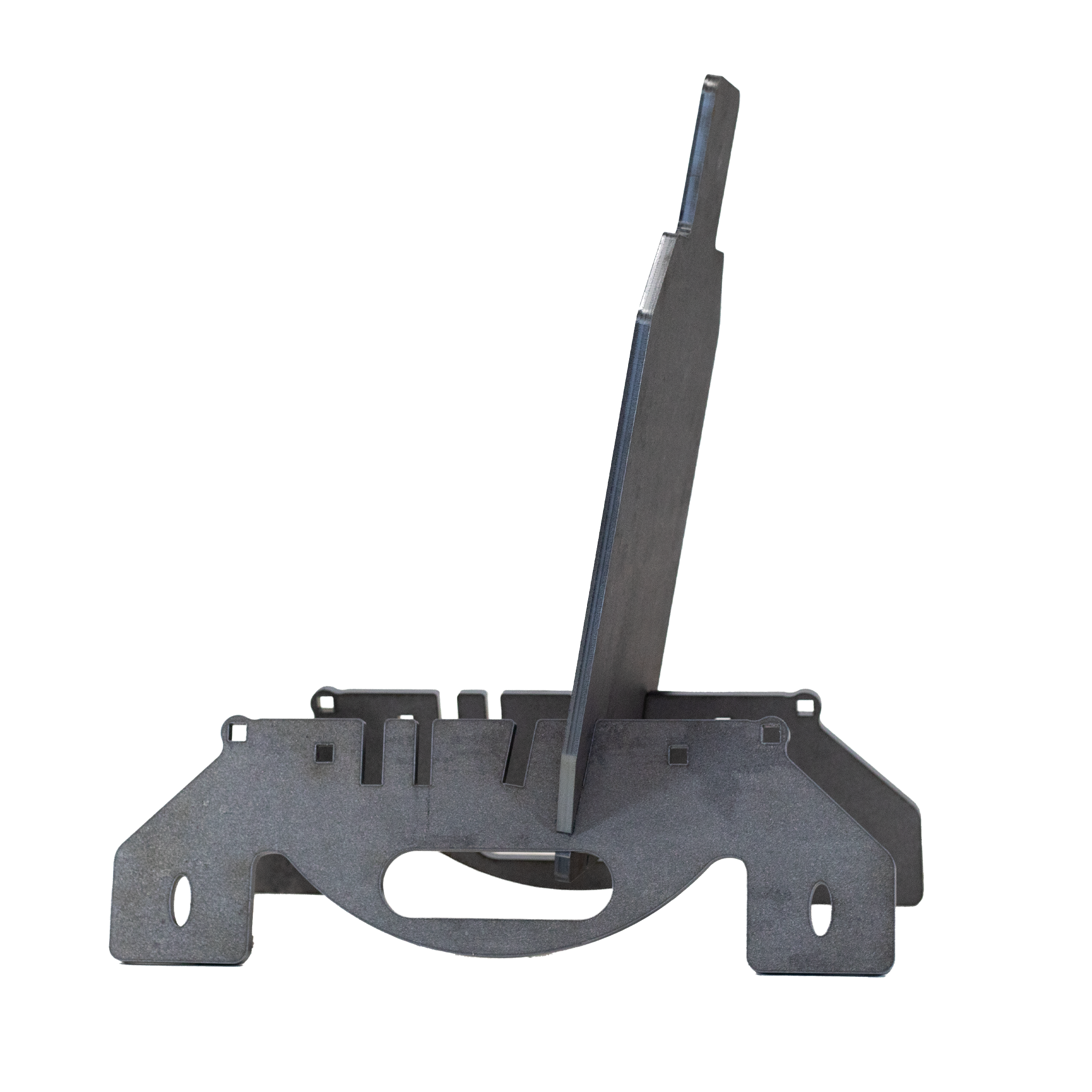 sixty-six-percent-steel-silhouette-mounted-on-stand-base-leaning forward