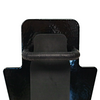Up close view of black 12" x 18" Caliber Armor Pistol rated Level IIIA HG2 Ballistic Shield with value line handle & black padded armrest on a white background