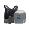Black Phantom carrier with two SAPI cut steel body armor plates with protective PolyShield anti-spall coating