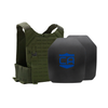 Olive Drab Green Phantom carrier with two SAPI cut steel body armor plates with standard coating