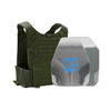 Olive Drab Green Phantom carrier with shooters & SAPI cut steel body armor plates with protective PolyShield anti-spall coating
