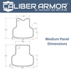 Diagram showing MD panel dimensions for front & back level iiia NIJ soft body armor 
