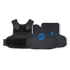 NIJ Level IIIA / HG2 CaliberX PRO Soft Body Armor Panels featuring a blue logo decal paired with a black concealable vest on a white background, used for lightweight ballistic protection