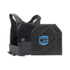 NIJ level IIIA CaliberX soft body armor package, SAPI cut panels with a Black Caliber Armor Phantom Low visibility plate carrier, on a white background