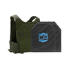 NIJ level IIIA CaliberX soft body armor package, SAPI cut panels with a Olive Drab Green Caliber Armor Phantom Low visibility plate carrier, on a white background
