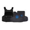 Black M.O.D. plate carrier with CaliberX PRO soft wraparound body armor panels on a white background