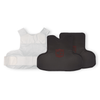 NIJ Level IIIA / HG2 CaliberX Core Soft Body Armor Panels featuring a red logo decal paired with a white concealable vest on a white background, used for lightweight ballistic protection