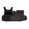 Black M.O.D. plate carrier with CaliberX Core soft wraparound body armor panels on a white background