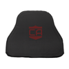 Black CaliberX Core Front NIJ Level IIIA HG2 Soft Body Armor panel for MOPC Carrier with red CA Logo decal on a white background