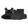 NIJ Level IIIA / HG2 CaliberX Core Soft Body Armor Panels featuring a red logo decal paired with a black concealable vest on a white background, used for lightweight ballistic protection
