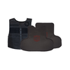 NIJ Level IIIA / HG2 CaliberX Core Soft Body Armor Panels featuring a red logo decal paired with a black Uniform style patrol vest on a white background