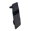 Front angled view of black 8" x 17" Caliber Armor Pistol rated NIJ HG2 Ballistic Shield with partial view of backside handle on a white background