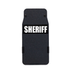 Black 8" x 17" Caliber Armor Pistol rated Level IIIA HG2 Ballistic Shield with the text "Sheriff" written in white words