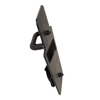Side view of black 12" x 18" Caliber Armor Rifle rated Level III+ RF2 Ballistic Shield with SL handle on a white background