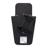 Back of black 15" x 25" Caliber Armor Rifle rated Level III+ RF2 Ballistic Shield with pivoting handle mounted in the for left handed use  or a right handed shooter featuring padded armrest with retention strap on a white background