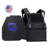 NIJ level iv hard body armor package, shooter cut plates with a black DV8 plate carrier, made in the USA by Caliber Armor 