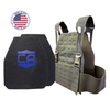 NIJ level iv hard body armor package, shooter cut plates with a Ranger Green DV8 plate carrier, made in the USA by Caliber Armor 