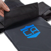 Phantom low profile plate carrier in black showing how body armor can be inserted from the bottom of the carrier on a white background