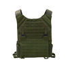 Front view of phantom low-visibility plate carrier in olive drab green showing 3 magazine capacity on elastic cummerbund on a white background