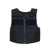 front view of black law enforcement body armor vest that zips up with molle