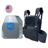 NIJ level III hard body armor Maritime package, shooter & SAPI cut plates with a Black DV8 plate carrier, made in the USA by Caliber Armor 