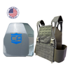 NIJ level III hard body armor Maritime package, shooter & SAPI cut plates with a Ranger Green DV8 plate carrier, made in the USA by Caliber Armor 