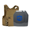 Tan M.O.D. carrier with two  SAPI cut UHMWPE Maritime plates with waterproof coating